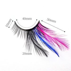 Halloween eyelash rainbow blue feather lashes